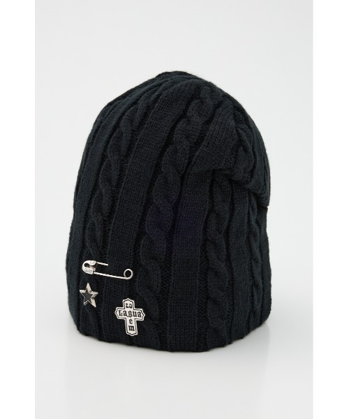 LAGUA GEM(ラグアジェム)の「BROOCH POINT KNIT キャップ(ニットキャップ/ビーニー・レディース・ブラック/グレー・FREE)」の3枚目の写真
