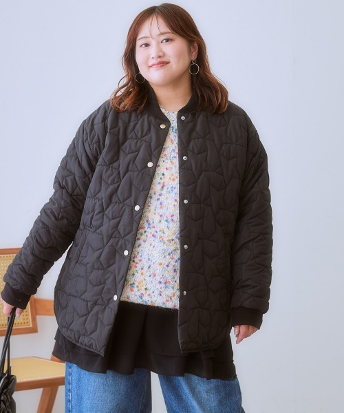 SMILE LAND（スマイルランド）の「＜大きいサイズ＞星柄キルティングアウター（ダウンジャケット/コート・レディース・キャメル/ブラック/カーキ・L/LL/3L/4L/5L）」の15枚目の写真