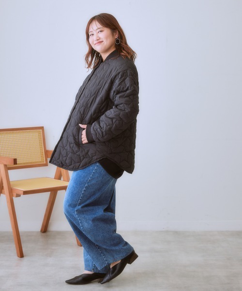 SMILE LAND（スマイルランド）の「＜大きいサイズ＞星柄キルティングアウター（ダウンジャケット/コート・レディース・キャメル/ブラック/カーキ・L/LL/3L/4L/5L）」の19枚目の写真