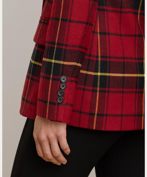 大きいサイズ！ラルフローレン　ウールチェック ダブルジャケット X L セール】チェック ダブルブレステッド ウールブレンド ブレザー