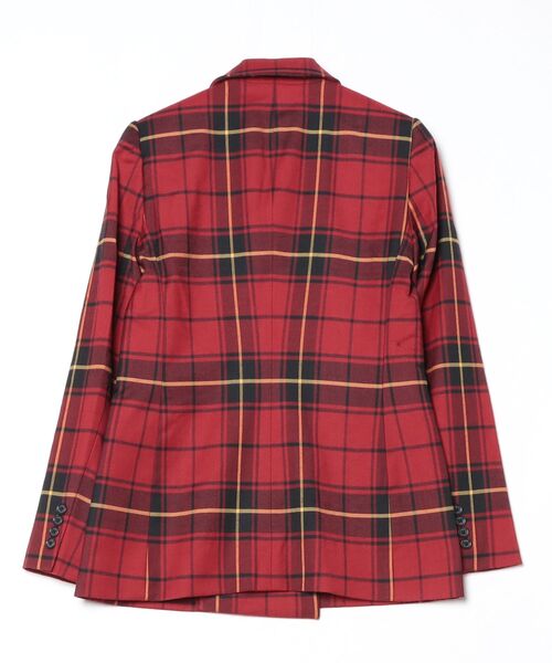 セール】チェック ダブルブレステッド ウールブレンド ブレザー