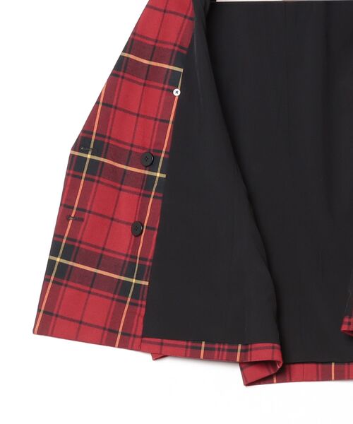 セール】チェック ダブルブレステッド ウールブレンド ブレザー