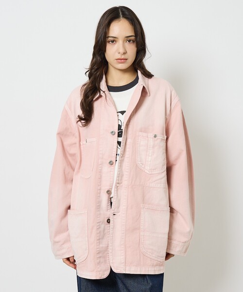 Johnbull(ジョンブル)の「【Johnbull/ジョンブル】ガーメントダイ カバーオール / ユニセックス/セットアップ(カバーオール・メンズ・ブラック/ピンク・M/L/XL)」の2枚目の写真