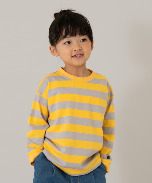 and D. petit main（アンドディープティマイン）の「【親子リンク】【綿100】【365D.】アソートボーダーワイドロンT（Tシャツ/カットソー・キッズ・グリーン/レッド/ブラック/ミント/ラベンダー/ホワイト/レモンイエロー/ライトブルー・90cm/120cm/110cm/140cm/100cm/130cm）」の7枚目の写真