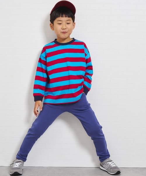 and D. petit main（アンドディープティマイン）の「【親子リンク】【綿100】【365D.】アソートボーダーワイドロンT（Tシャツ/カットソー・キッズ・グリーン/レッド/ブラック/ミント/ラベンダー/ホワイト/レモンイエロー/ライトブルー・90cm/120cm/110cm/140cm/100cm/130cm）」の10枚目の写真