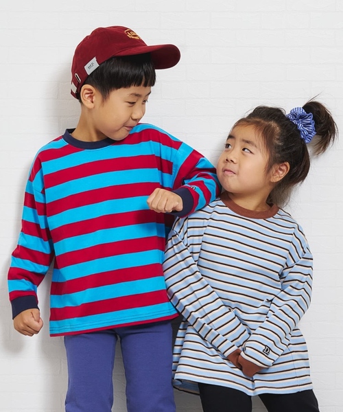 and D. petit main（アンドディープティマイン）の「【親子リンク】【綿100】【365D.】アソートボーダーワイドロンT（Tシャツ/カットソー・キッズ・グリーン/レッド/ブラック/ミント/ラベンダー/ホワイト/レモンイエロー/ライトブルー・90cm/120cm/110cm/140cm/100cm/130cm）」の11枚目の写真