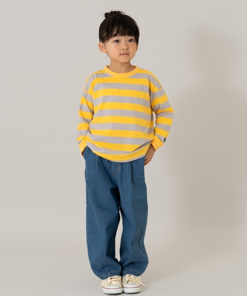 and D. petit main（アンドディープティマイン）の「【親子リンク】【綿100】【365D.】アソートボーダーワイドロンT（Tシャツ/カットソー・キッズ・グリーン/レッド/ブラック/ミント/ラベンダー/ホワイト/レモンイエロー/ライトブルー・90cm/120cm/110cm/140cm/100cm/130cm）」の12枚目の写真