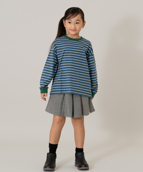 and D. petit main（アンドディープティマイン）の「【親子リンク】【綿100】【365D.】アソートボーダーワイドロンT（Tシャツ/カットソー・キッズ・グリーン/レッド/ブラック/ミント/ラベンダー/ホワイト/レモンイエロー/ライトブルー・90cm/120cm/110cm/140cm/100cm/130cm）」の13枚目の写真