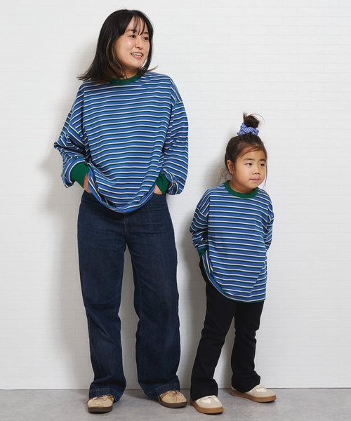 and D. petit main（アンドディープティマイン）の「【親子リンク】【綿100】【365D.】アソートボーダーワイドロンT（Tシャツ/カットソー・キッズ・グリーン/レッド/ブラック/ミント/ラベンダー/ホワイト/レモンイエロー/ライトブルー・90cm/120cm/110cm/140cm/100cm/130cm）」の15枚目の写真