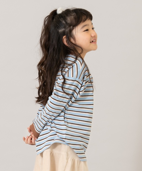 and D. petit main（アンドディープティマイン）の「【親子リンク】【綿100】【365D.】アソートボーダーワイドロンT（Tシャツ/カットソー・キッズ・グリーン/レッド/ブラック/ミント/ラベンダー/ホワイト/レモンイエロー/ライトブルー・90cm/120cm/110cm/140cm/100cm/130cm）」の16枚目の写真