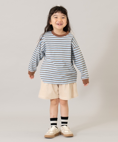 and D. petit main（アンドディープティマイン）の「【親子リンク】【綿100】【365D.】アソートボーダーワイドロンT（Tシャツ/カットソー・キッズ・グリーン/レッド/ブラック/ミント/ラベンダー/ホワイト/レモンイエロー/ライトブルー・90cm/120cm/110cm/140cm/100cm/130cm）」の17枚目の写真