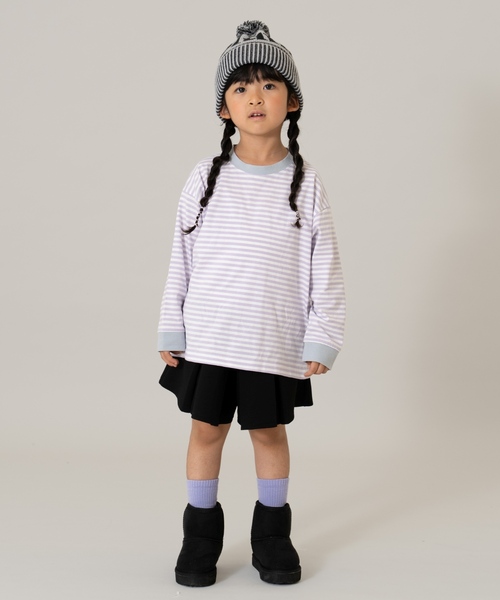 and D. petit main（アンドディープティマイン）の「【親子リンク】【綿100】【365D.】アソートボーダーワイドロンT（Tシャツ/カットソー・キッズ・グリーン/レッド/ブラック/ミント/ラベンダー/ホワイト/レモンイエロー/ライトブルー・90cm/120cm/110cm/140cm/100cm/130cm）」の18枚目の写真