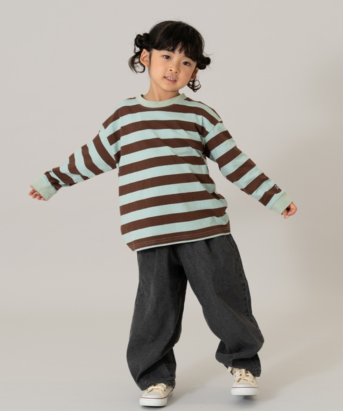 and D. petit main（アンドディープティマイン）の「【親子リンク】【綿100】【365D.】アソートボーダーワイドロンT（Tシャツ/カットソー・キッズ・グリーン/レッド/ブラック/ミント/ラベンダー/ホワイト/レモンイエロー/ライトブルー・90cm/120cm/110cm/140cm/100cm/130cm）」の19枚目の写真