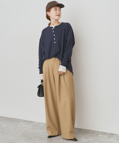 Spick & Span（スピックアンドスパン）の「Hanes / ヘインズ サーマルヘンリーネック（Tシャツ/カットソー・レディース・ホワイト/ネイビー・FREE）」の14枚目の写真