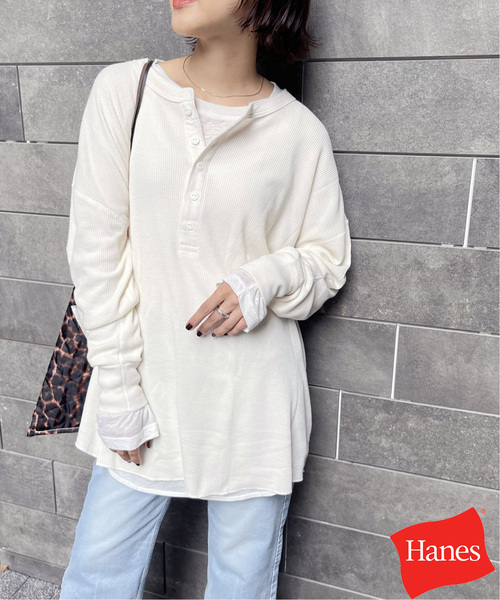 Spick & Span（スピックアンドスパン）の「Hanes / ヘインズ サーマルヘンリーネック（Tシャツ/カットソー・レディース・ホワイト/ネイビー・FREE）」の19枚目の写真