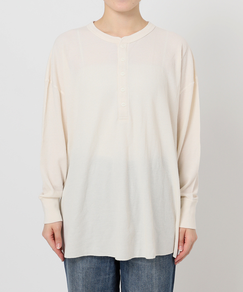 Spick & Span（スピックアンドスパン）の「Hanes / ヘインズ サーマルヘンリーネック（Tシャツ/カットソー・レディース・ホワイト/ネイビー・FREE）」の5枚目の写真