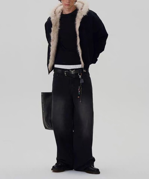 TOBEE（トゥビー）の「【Tobee】フードファージャケット/中綿ブルゾン（ブルゾン・メンズ・アイボリー/ブラック・LARGE/X-LARGE/MEDIUM）」の7枚目の写真