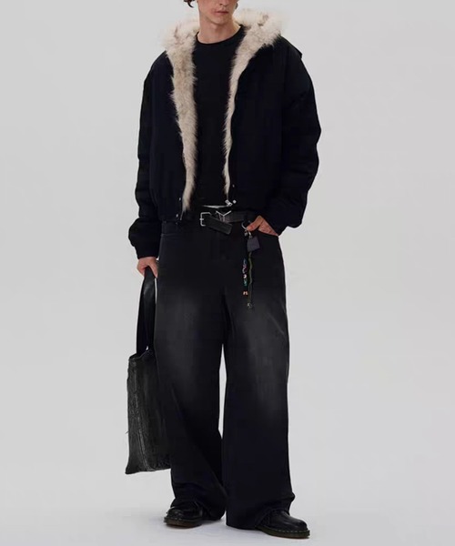 TOBEE（トゥビー）の「【Tobee】フードファージャケット/中綿ブルゾン（ブルゾン・メンズ・アイボリー/ブラック・LARGE/X-LARGE/MEDIUM）」の8枚目の写真