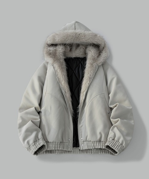 TOBEE（トゥビー）の「【Tobee】フードファージャケット/中綿ブルゾン（ブルゾン・メンズ・アイボリー/ブラック・LARGE/X-LARGE/MEDIUM）」の18枚目の写真