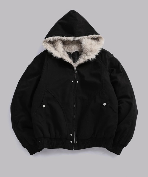 TOBEE（トゥビー）の「【Tobee】フードファージャケット/中綿ブルゾン（ブルゾン・メンズ・アイボリー/ブラック・LARGE/X-LARGE/MEDIUM）」の15枚目の写真