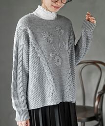 新品未使用　セブンテン花柄ニットセーター グレー 長袖 新品未使用 セブンテン花柄ニットセーター グレー 長袖 楽天市場