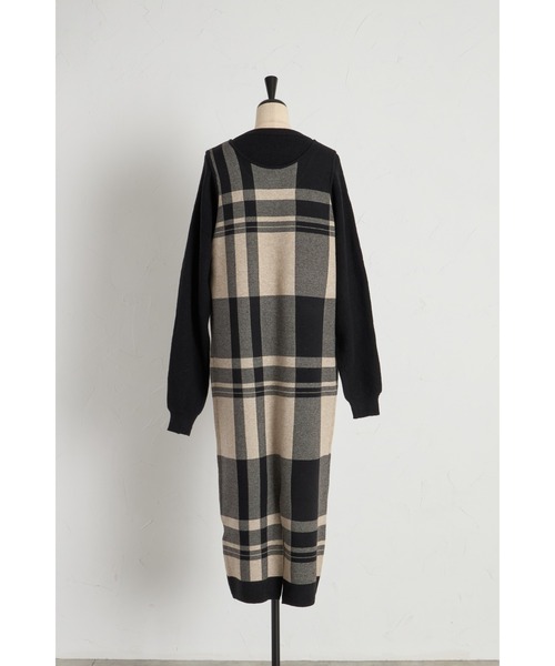 ニットトップス×チェックニットスカートセット（セットアップ