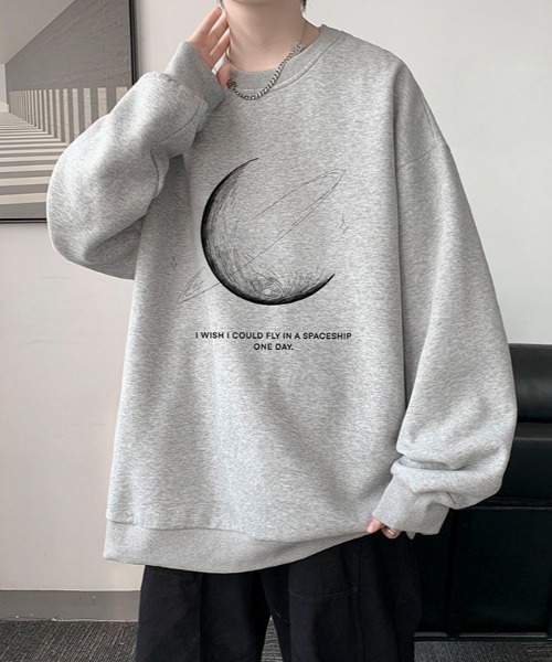 link lot(リンクロット)の「【裏起毛】ビッグシルエットムーンプリントスウェットプルオーバー(スウェット・メンズ・ライトグレー/ホワイト/ブラック・M/L)」の15枚目の写真