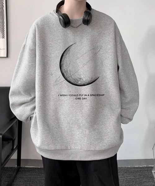 link lot(リンクロット)の「【裏起毛】ビッグシルエットムーンプリントスウェットプルオーバー(スウェット・メンズ・ライトグレー/ホワイト/ブラック・M/L)」の17枚目の写真