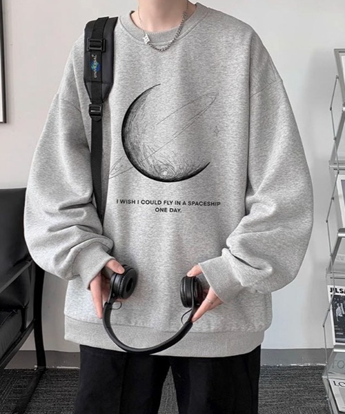 セール】【25年秋冬新作】【裏起毛】ビッグシルエットムーンプリント