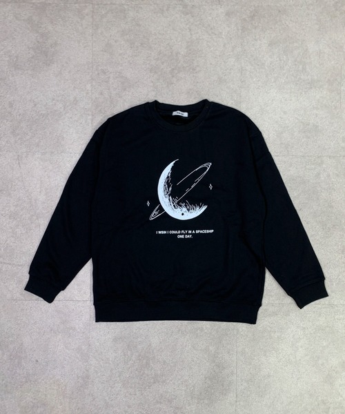 セール】【25年秋冬新作】【裏起毛】ビッグシルエットムーンプリント