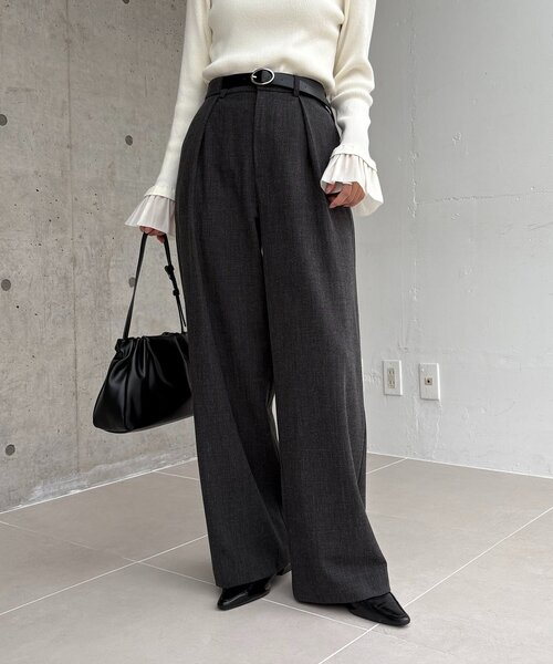CAPRICIEUX LE'MAGE（カプリシューレマージュ）の「【低身長サイズあり】アシメベルトSETパンツ（その他パンツ・レディース・ブラウン/ベージュ/チャコールグレー・38/PS/36）」の2枚目の写真