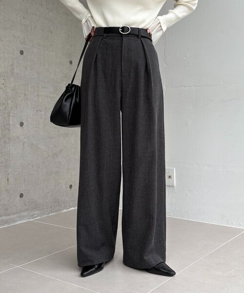 CAPRICIEUX LE'MAGE（カプリシューレマージュ）の「【低身長サイズあり】アシメベルトSETパンツ（その他パンツ・レディース・ブラウン/ベージュ/チャコールグレー・38/PS/36）」の4枚目の写真