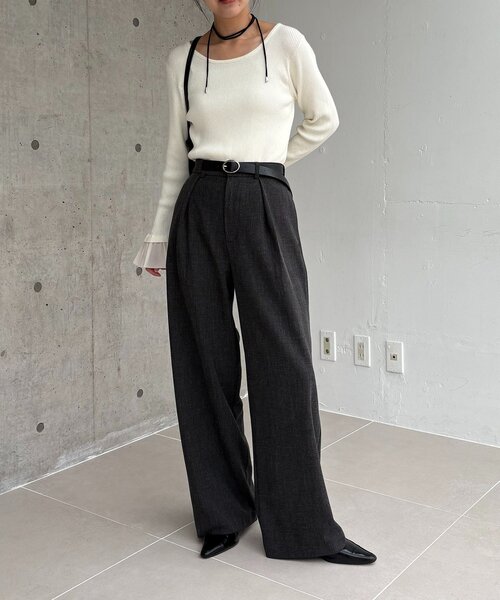 CAPRICIEUX LE'MAGE（カプリシューレマージュ）の「【低身長サイズあり】アシメベルトSETパンツ（その他パンツ・レディース・ブラウン/ベージュ/チャコールグレー・38/PS/36）」の6枚目の写真