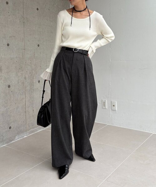 CAPRICIEUX LE'MAGE（カプリシューレマージュ）の「【低身長サイズあり】アシメベルトSETパンツ（その他パンツ・レディース・ブラウン/ベージュ/チャコールグレー・38/PS/36）」の11枚目の写真