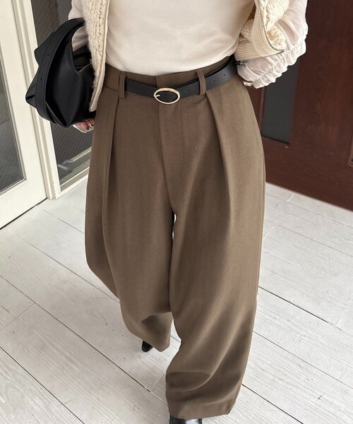 CAPRICIEUX LE'MAGE（カプリシューレマージュ）の「【低身長サイズあり】アシメベルトSETパンツ（その他パンツ・レディース・ブラウン/ベージュ/チャコールグレー・38/PS/36）」の16枚目の写真