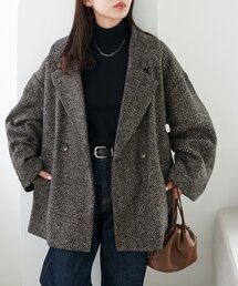 レディース ヘリンボーンジャケット ホワイト/ネイビー ヘリンボーン」に該当するレディースのテーラードジャケット