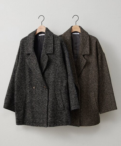 DISCOAT（ディスコート）の「【WEB限定】ヘリンボーンダブルテラージャケット（テーラードジャケット・レディース・ブラウン/ブラック・FREE）」の17枚目の写真