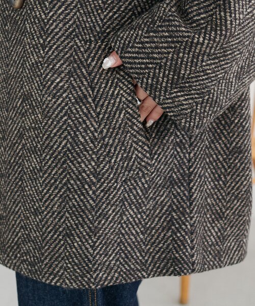 DISCOAT（ディスコート）の「【WEB限定】ヘリンボーンダブルテラージャケット（テーラードジャケット・レディース・ブラウン/ブラック・FREE）」の21枚目の写真