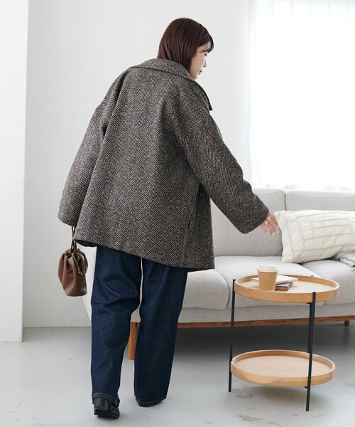 DISCOAT ディスコート ヘリンボーンダブルテラージャケット ブラウン F セール】【WEB限定】ヘリンボーンダブルテラージャケット（テーラード