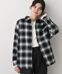 【洗える】起毛オンブレーチェック柄シャツ