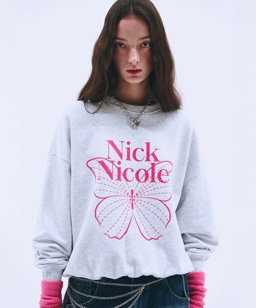 NICK&NICOLE(ニックアンドニコール)の「BUTTERFLY SIGNATURE SWEATSHIRT_MELANGE PINK(スウェット・レディース・その他・FREE)」の1枚目の写真