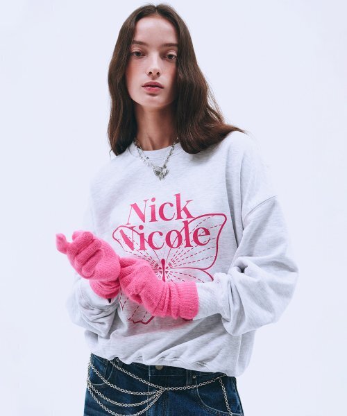NICK&NICOLE(ニックアンドニコール)の「BUTTERFLY SIGNATURE SWEATSHIRT_MELANGE PINK(スウェット・レディース・その他・FREE)」の2枚目の写真