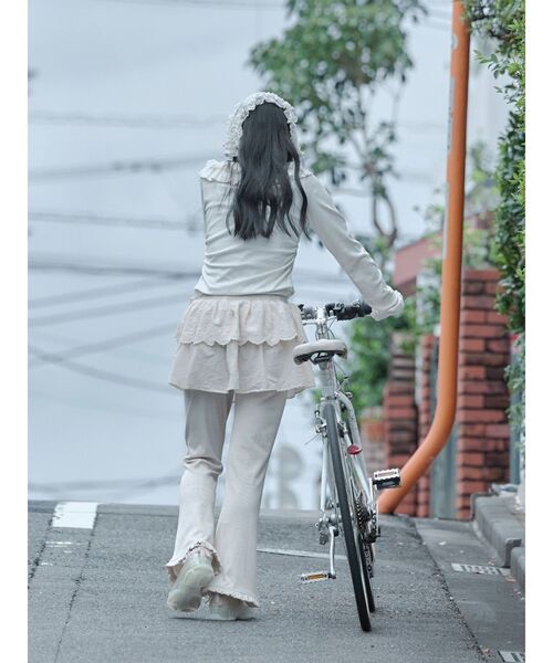 merry jenny（メリージェニー）の「lace layered flare pants（スウェットパンツ・レディース・グレー/アイボリー・FREE）」の14枚目の写真