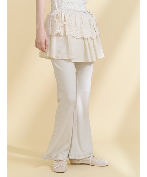 merry jenny（メリージェニー）の「lace layered flare pants（スウェットパンツ・レディース・グレー/アイボリー・FREE）」の8枚目の写真