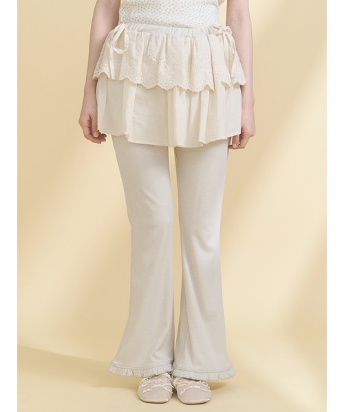 merry jenny（メリージェニー）の「lace layered flare pants（スウェットパンツ・レディース・グレー/アイボリー・FREE）」の10枚目の写真