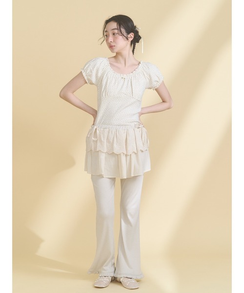 merry jenny（メリージェニー）の「lace layered flare pants（スウェットパンツ・レディース・グレー/アイボリー・FREE）」の11枚目の写真