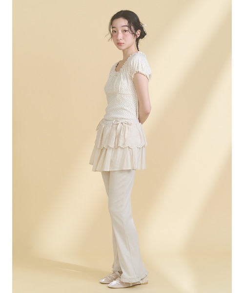 merry jenny（メリージェニー）の「lace layered flare pants（スウェットパンツ・レディース・グレー/アイボリー・FREE）」の3枚目の写真