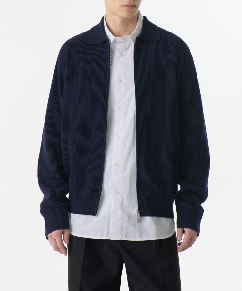 MUSINSA STANDARD（ムシンサスタンダード）の「コットンカラー ニットジップアップ [ネイビー]（ニット/セーター・メンズ・その他・SMALL/MEDIUM/LARGE/X-LARGE/XX-LARGE）」の2枚目の写真