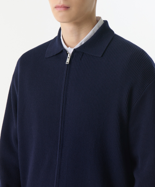 MUSINSA STANDARD（ムシンサスタンダード）の「コットンカラー ニットジップアップ [ネイビー]（ニット/セーター・メンズ・その他・SMALL/MEDIUM/LARGE/X-LARGE/XX-LARGE）」の4枚目の写真