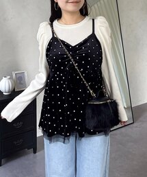 prose verse | ドット刺繍チュールレイヤードベロアビスチェ(キャミソール)